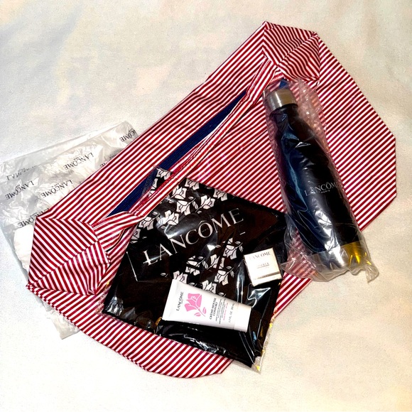 NEW! LANCÔME Beach Bag, Scarf, Water Bottle, Absolue, + Crème Mousse Confort NWT - Picture 1 of 15